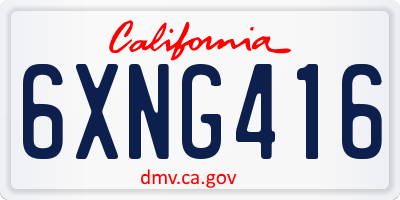 CA license plate 6XNG416