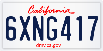 CA license plate 6XNG417