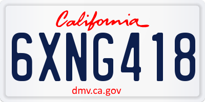 CA license plate 6XNG418