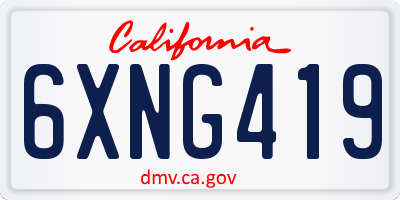 CA license plate 6XNG419