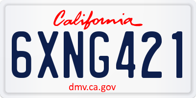CA license plate 6XNG421