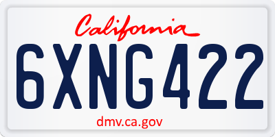 CA license plate 6XNG422