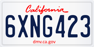 CA license plate 6XNG423