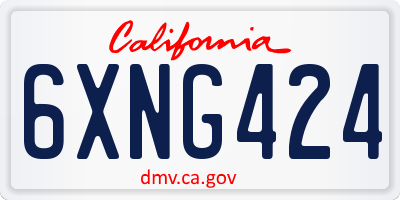 CA license plate 6XNG424