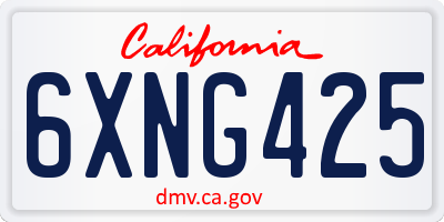 CA license plate 6XNG425