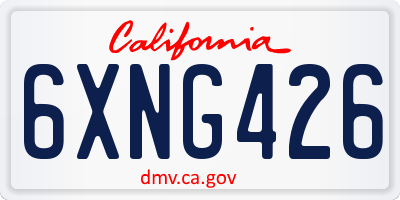 CA license plate 6XNG426
