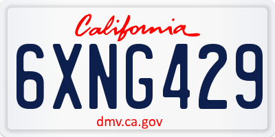 CA license plate 6XNG429