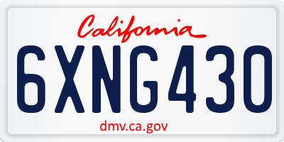 CA license plate 6XNG430