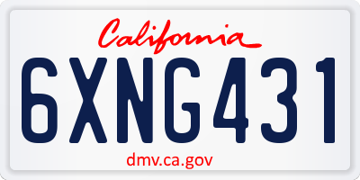 CA license plate 6XNG431