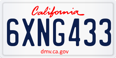CA license plate 6XNG433