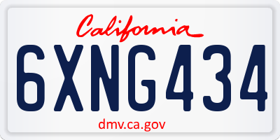 CA license plate 6XNG434