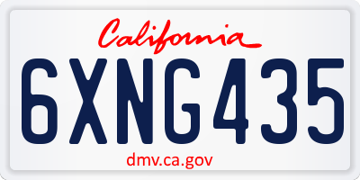 CA license plate 6XNG435