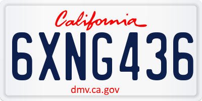 CA license plate 6XNG436