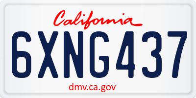 CA license plate 6XNG437