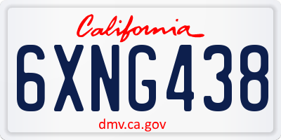 CA license plate 6XNG438