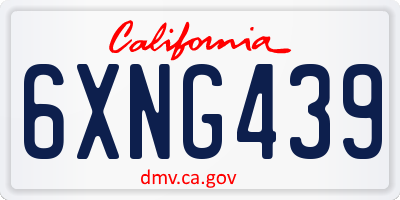 CA license plate 6XNG439