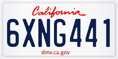 CA license plate 6XNG441