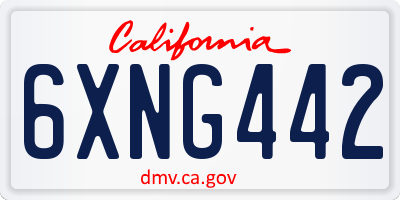 CA license plate 6XNG442