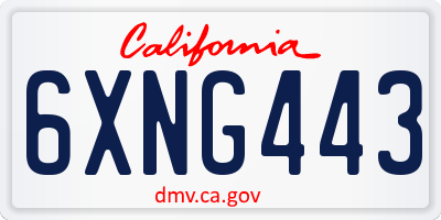 CA license plate 6XNG443