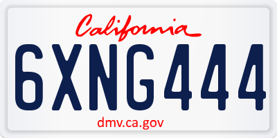 CA license plate 6XNG444