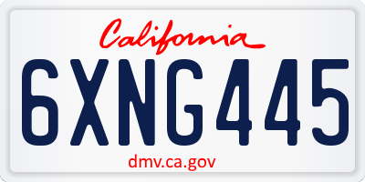 CA license plate 6XNG445