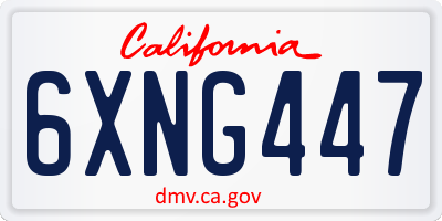 CA license plate 6XNG447