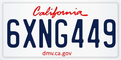 CA license plate 6XNG449