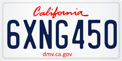 CA license plate 6XNG450