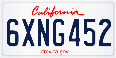 CA license plate 6XNG452