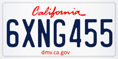 CA license plate 6XNG455