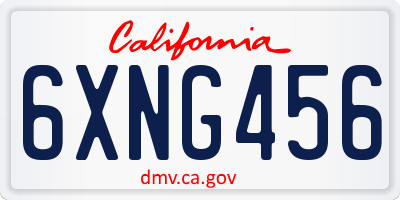 CA license plate 6XNG456