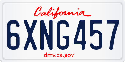 CA license plate 6XNG457