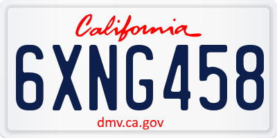 CA license plate 6XNG458