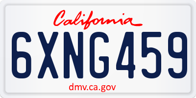 CA license plate 6XNG459