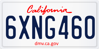CA license plate 6XNG460