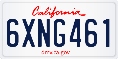 CA license plate 6XNG461