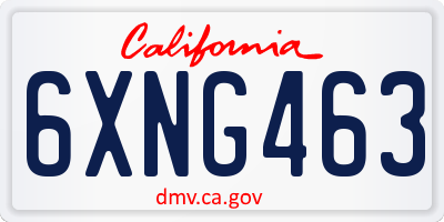 CA license plate 6XNG463
