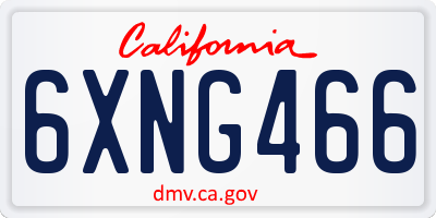 CA license plate 6XNG466