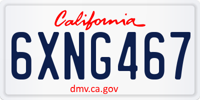 CA license plate 6XNG467