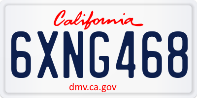 CA license plate 6XNG468