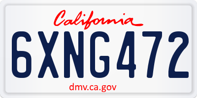 CA license plate 6XNG472