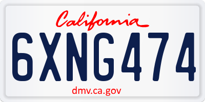 CA license plate 6XNG474