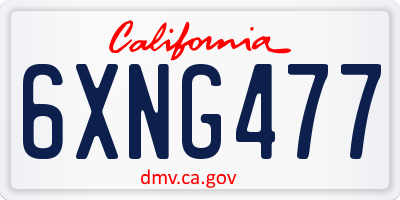 CA license plate 6XNG477