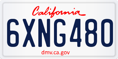 CA license plate 6XNG480