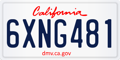 CA license plate 6XNG481