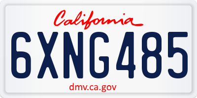 CA license plate 6XNG485