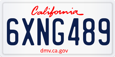 CA license plate 6XNG489