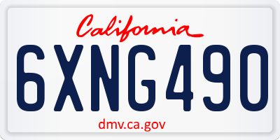 CA license plate 6XNG490