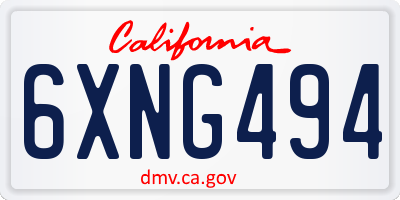 CA license plate 6XNG494