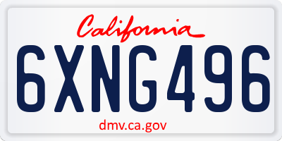 CA license plate 6XNG496